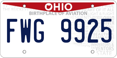 OH license plate FWG9925