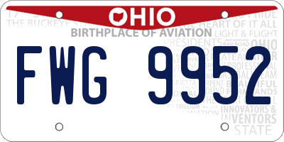 OH license plate FWG9952