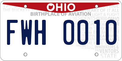 OH license plate FWH0010