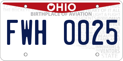 OH license plate FWH0025