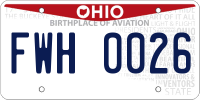 OH license plate FWH0026