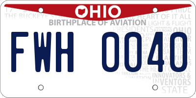 OH license plate FWH0040