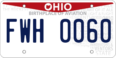 OH license plate FWH0060