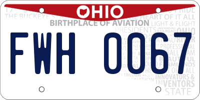 OH license plate FWH0067