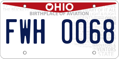 OH license plate FWH0068