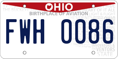 OH license plate FWH0086