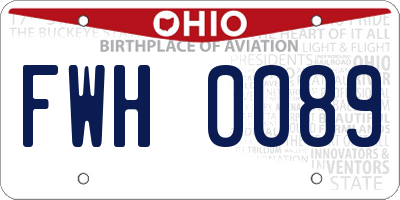 OH license plate FWH0089