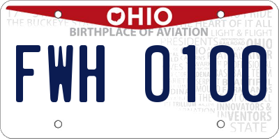 OH license plate FWH0100