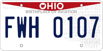 OH license plate FWH0107