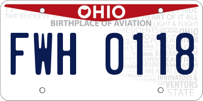 OH license plate FWH0118