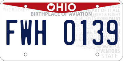 OH license plate FWH0139
