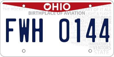 OH license plate FWH0144
