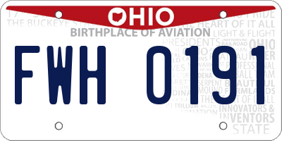 OH license plate FWH0191