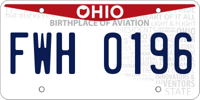 OH license plate FWH0196