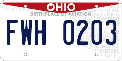 OH license plate FWH0203