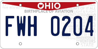 OH license plate FWH0204