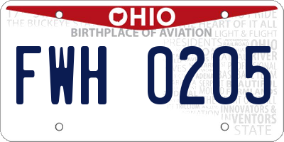 OH license plate FWH0205