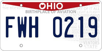 OH license plate FWH0219