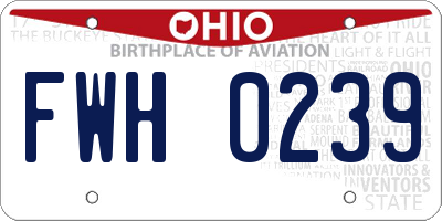OH license plate FWH0239