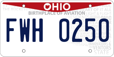 OH license plate FWH0250