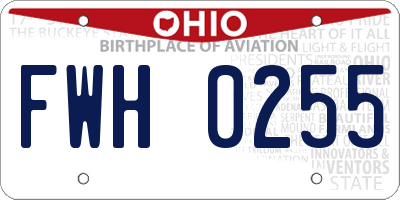 OH license plate FWH0255