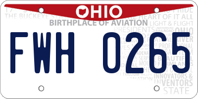 OH license plate FWH0265