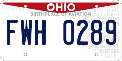 OH license plate FWH0289