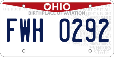 OH license plate FWH0292