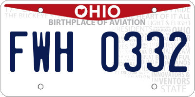 OH license plate FWH0332