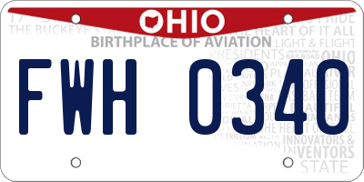 OH license plate FWH0340