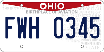 OH license plate FWH0345
