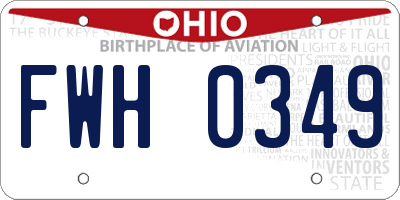 OH license plate FWH0349