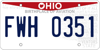 OH license plate FWH0351
