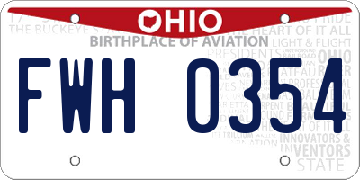 OH license plate FWH0354