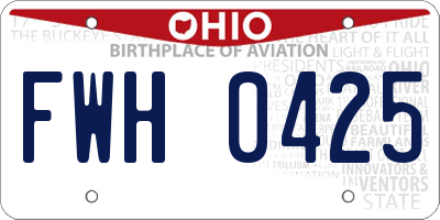 OH license plate FWH0425