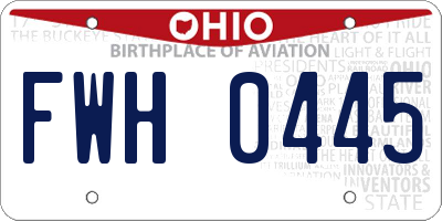 OH license plate FWH0445