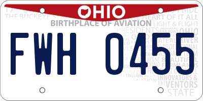 OH license plate FWH0455