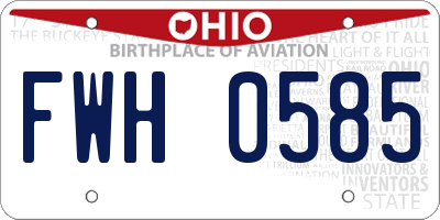 OH license plate FWH0585