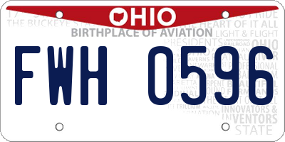 OH license plate FWH0596
