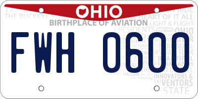 OH license plate FWH0600