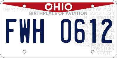 OH license plate FWH0612