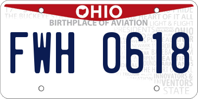 OH license plate FWH0618