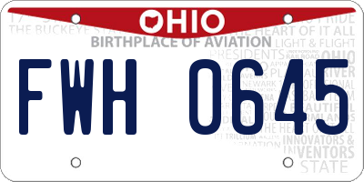 OH license plate FWH0645