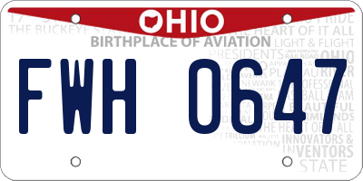 OH license plate FWH0647