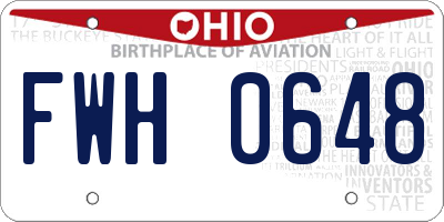 OH license plate FWH0648