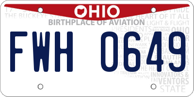 OH license plate FWH0649