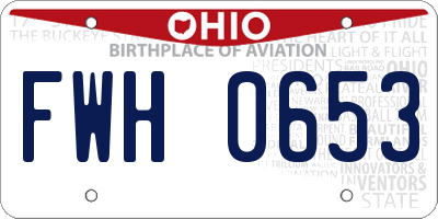 OH license plate FWH0653