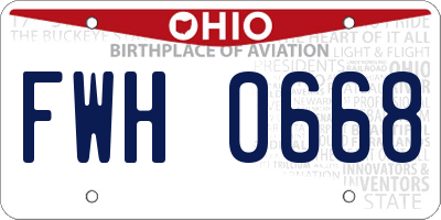 OH license plate FWH0668