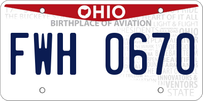 OH license plate FWH0670