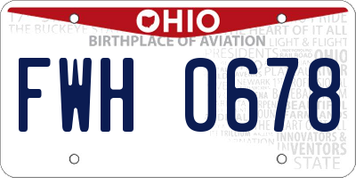 OH license plate FWH0678